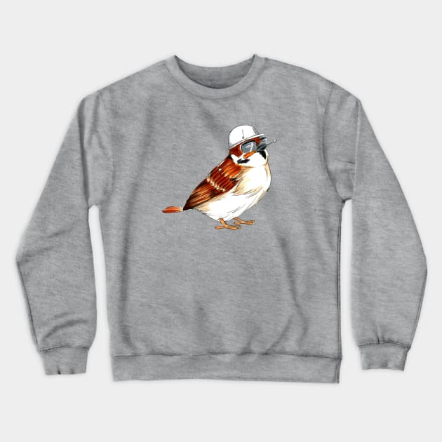 Worker Male House Sparrow Crewneck Sweatshirt by jessicaguarnido